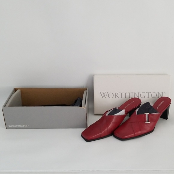Worthington Red Slip On Sandals With 3 Inch Heel - Picture 2 of 8